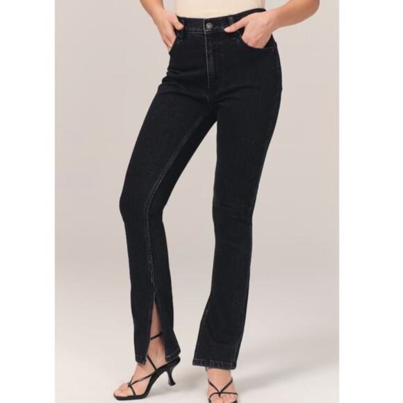 Abercrombie & Fitch Plus The Skinny High Rise Split Hem Black Jeans Size 20 Long - Picture 1 of 11